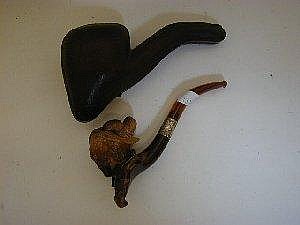 A CASED MEERSCHAUM PIPE