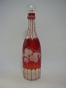 A BOHEMIAN RUBY FLASHED GLASS DECANTER AND STOPPER