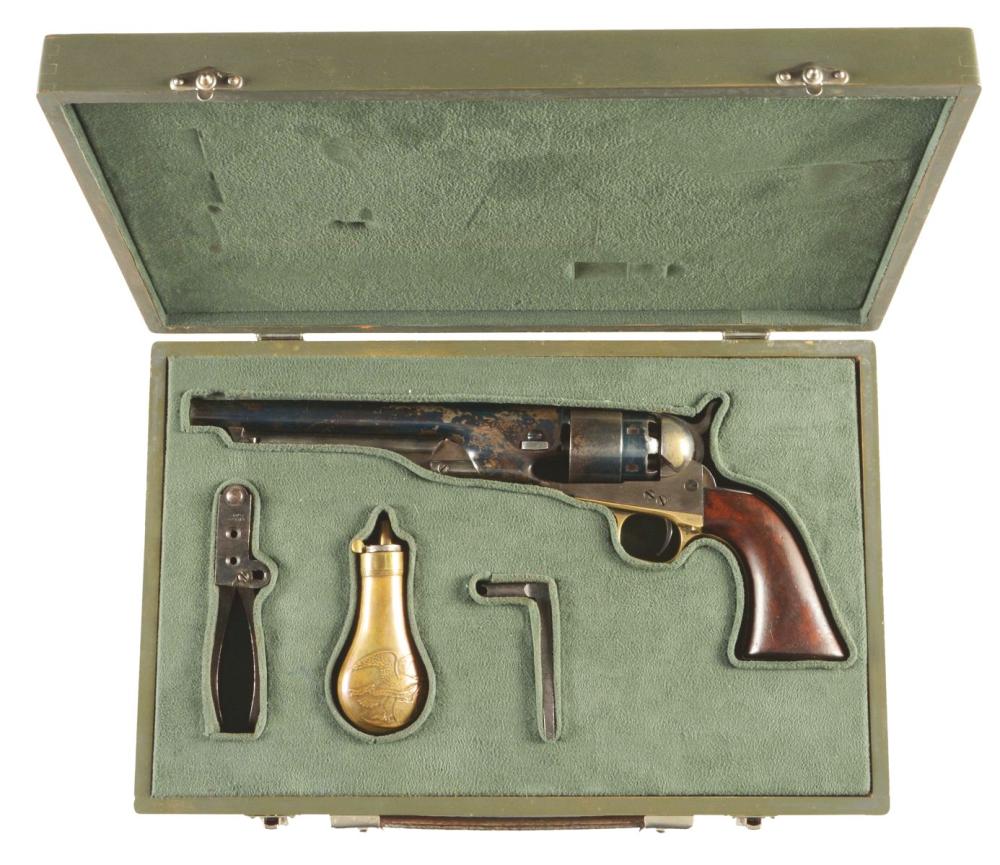 (A) RARE SILVER PLATED COLT 1860 ARMY PERCUSSION REVOLVER.