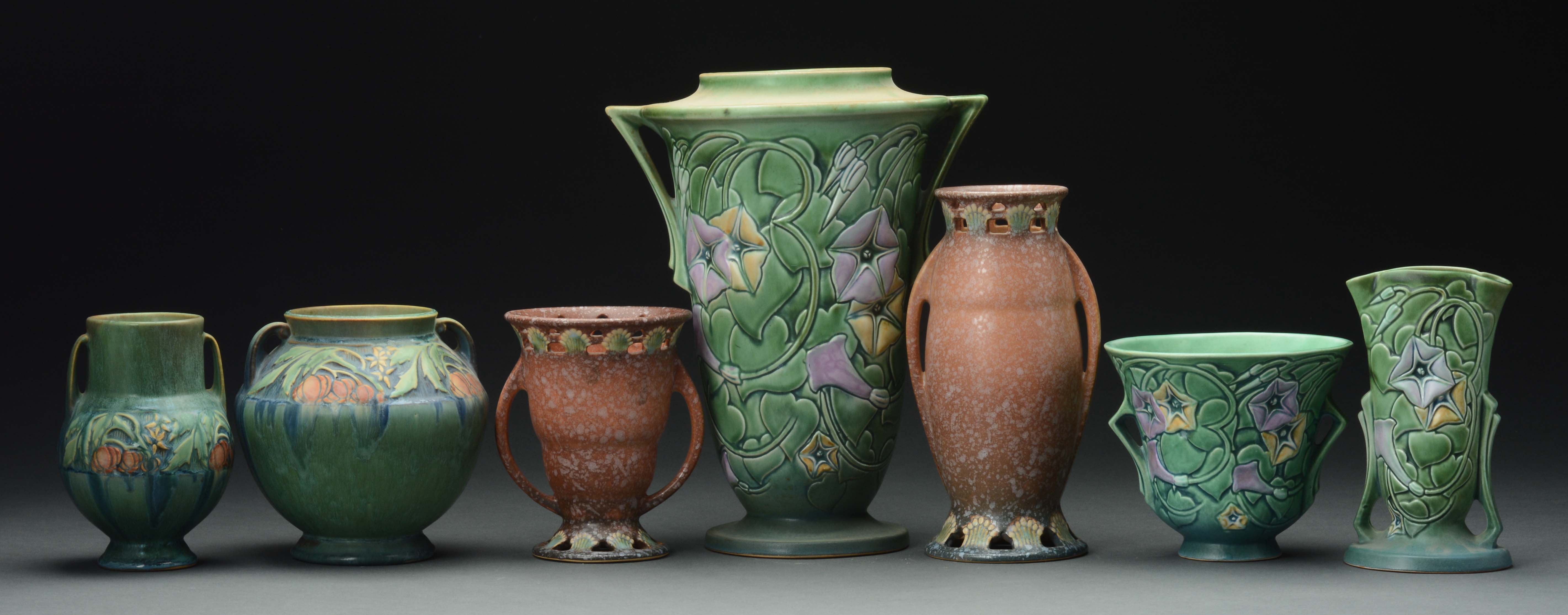 Lot Of 7: Roseville Assorted Pottery Vases.