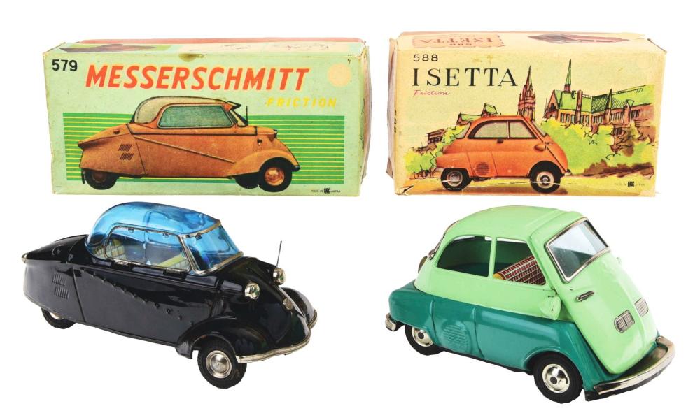 LOT OF 2: JAPANESE BANDAI TIN-LITHO FRICTION AUTOMOBILES.