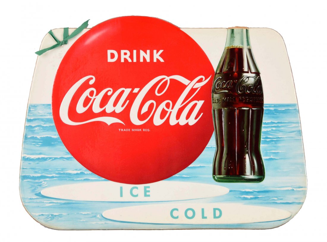 Diecut Coca - Cola Ice Cold Advertising Sign.