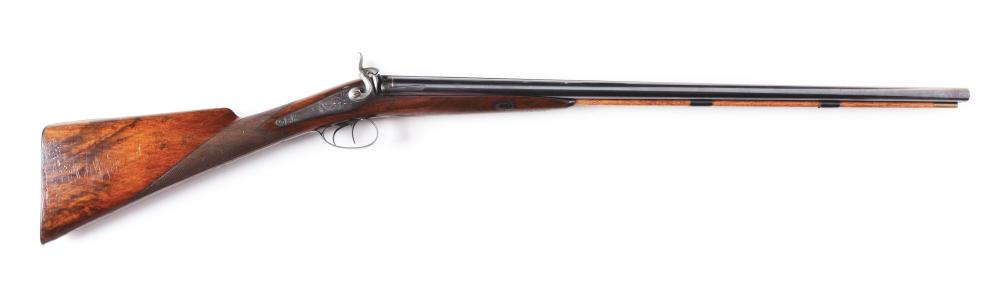 (A) Engraved Moore & Co. Double Barrel Percussion Shotgun.