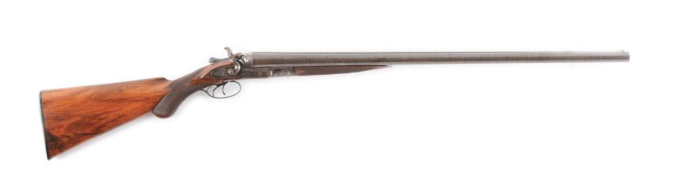 (A) J. P. Clabrough & Bros 10 Bore Damascus Side By Side Hammer Shotgun.