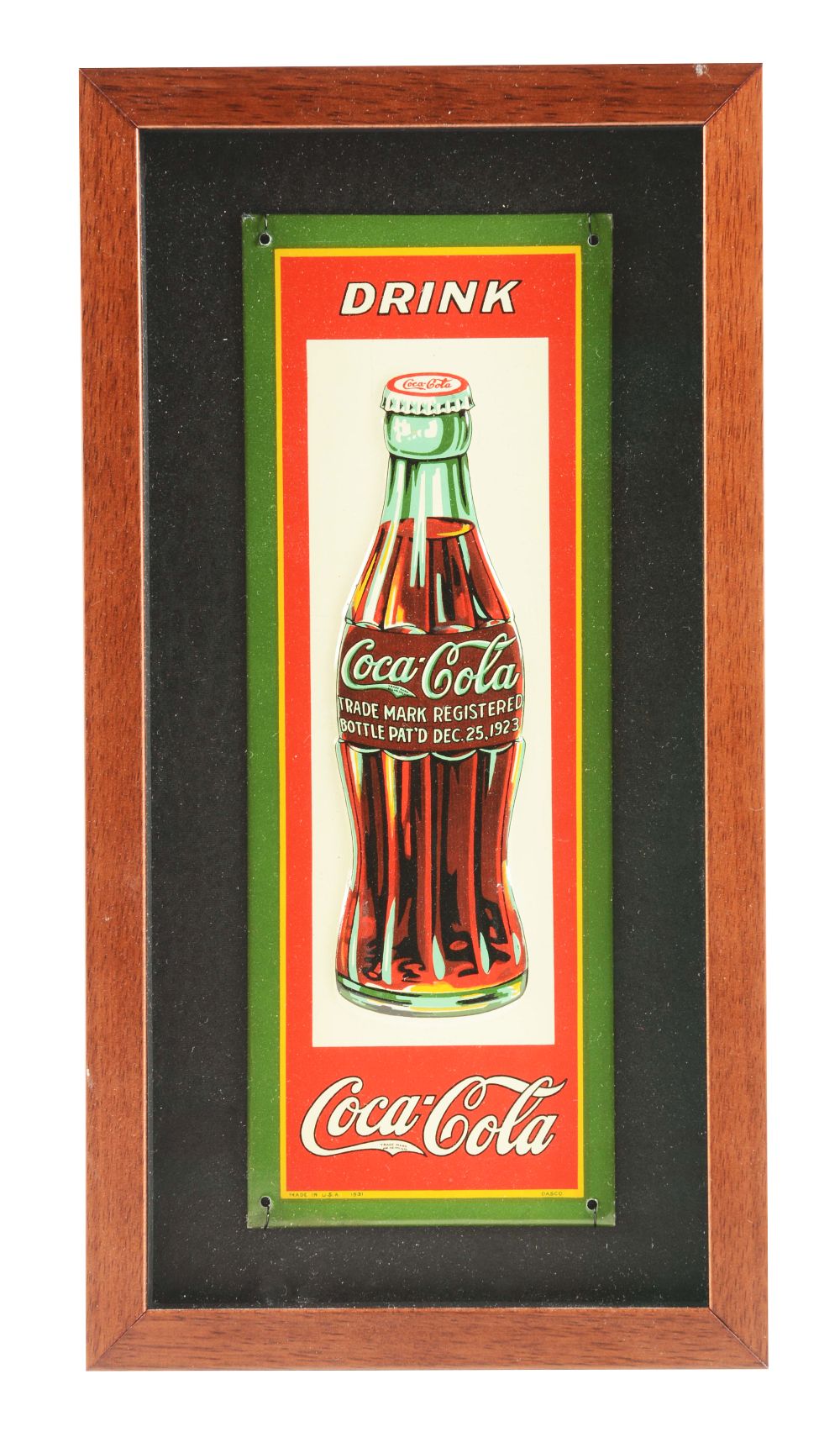1931 Coca-Cola Embossed Tin Sign.