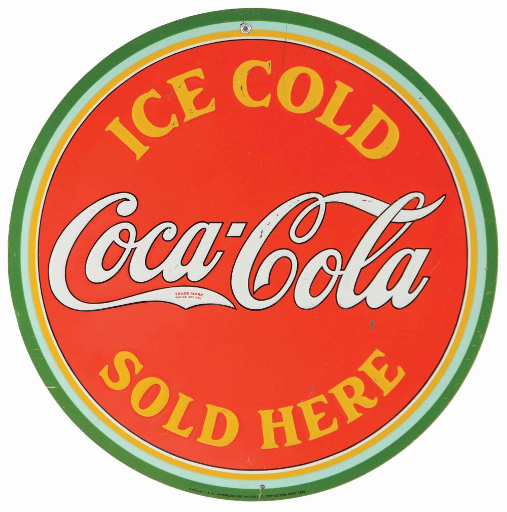 1933 Coca-Cola Embossed Tin Sign.