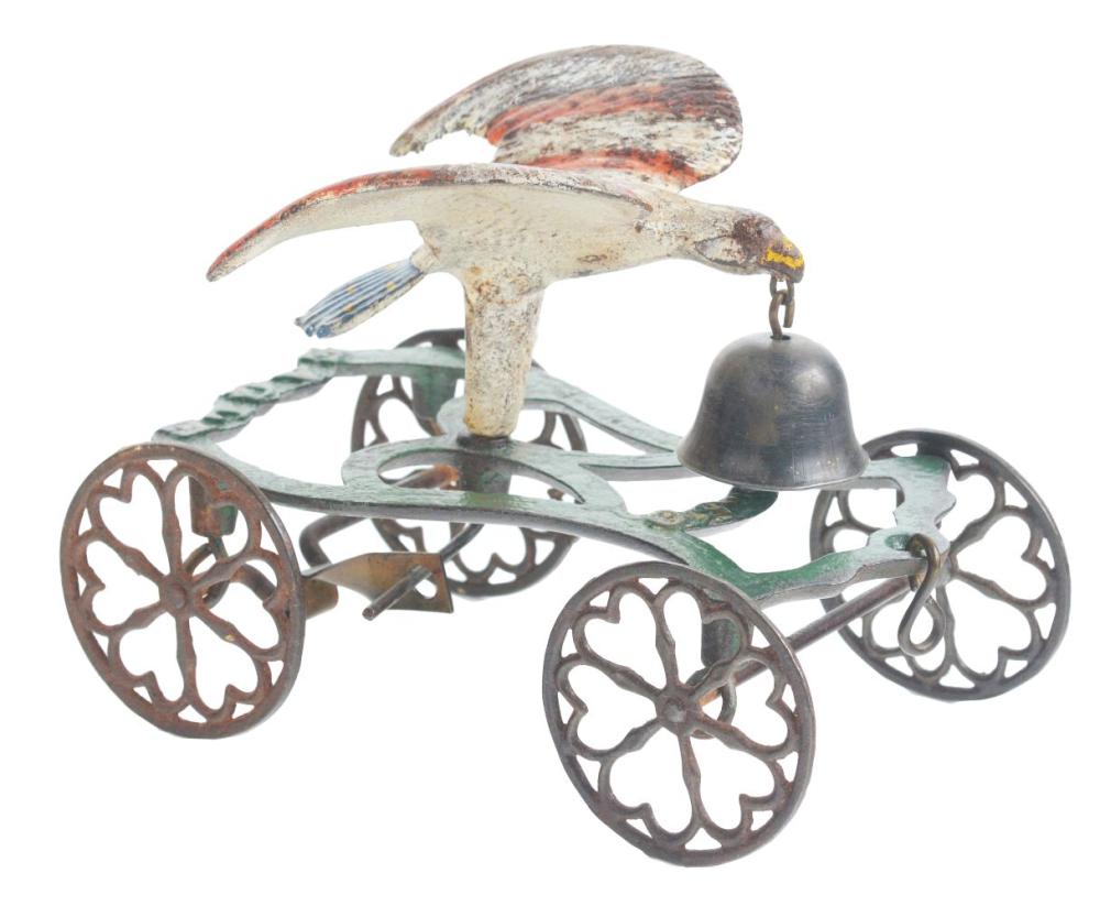 GONG BELL TOY EAGLE CAST IRON BELL TOY.