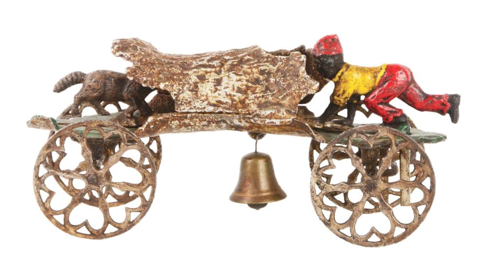 GONG BELL TOY CAST IRON TWO COON BELL TOY.