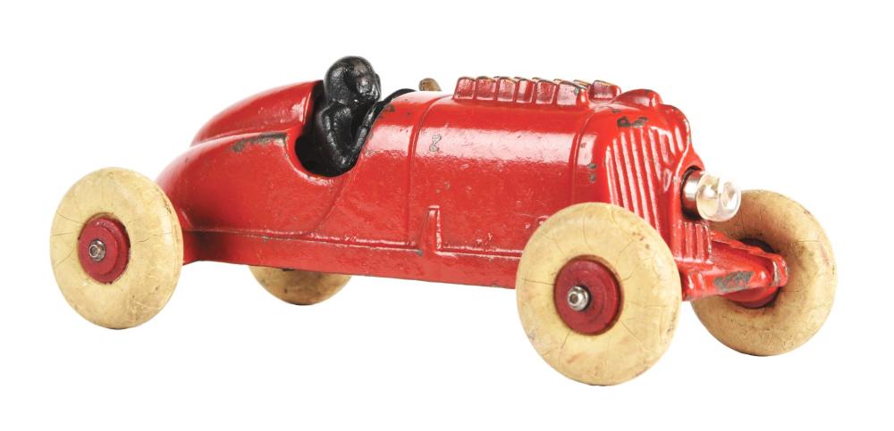 SCARCE CAST-IRON HUBLEY RACE CAR TOY.