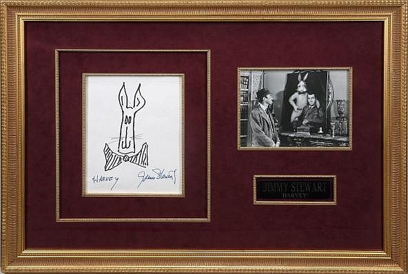 JIMMY STEWART SIGNED "HARVEY" DRAWING