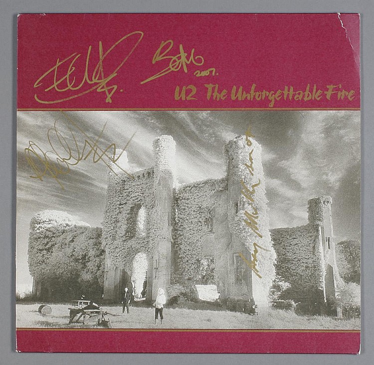 U2 SIGNED "THE UNFORGETTABLE FIRE" ALBUM