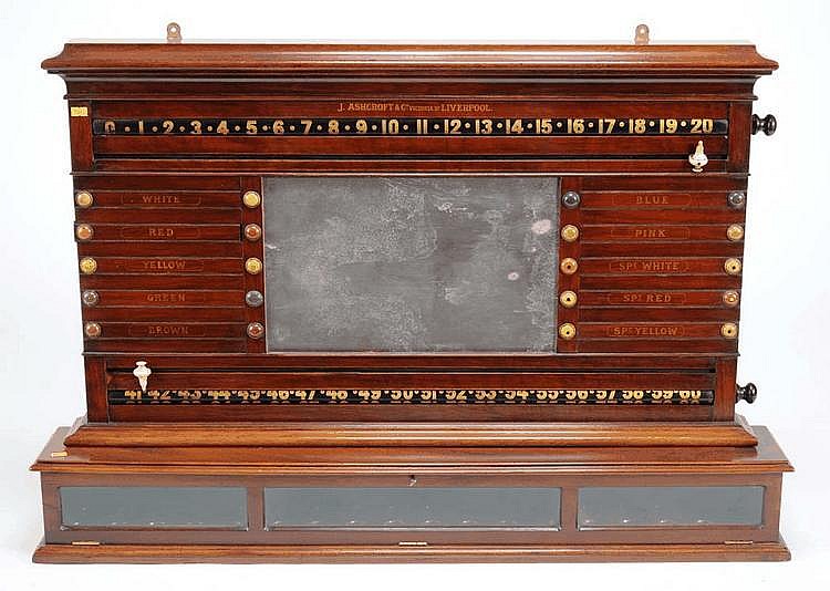 A mahogany snooker scoreboard, by J. Ashcroft &