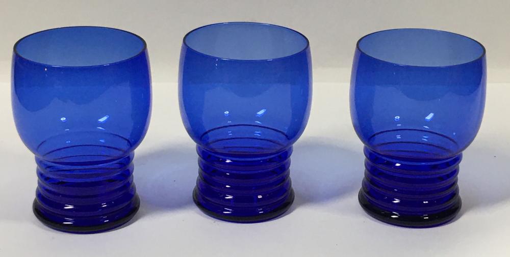 3 Blue Glass Cups