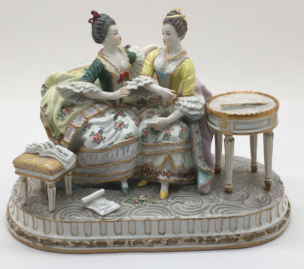 Meissen Hand Painted Porcelain Figural Grouping