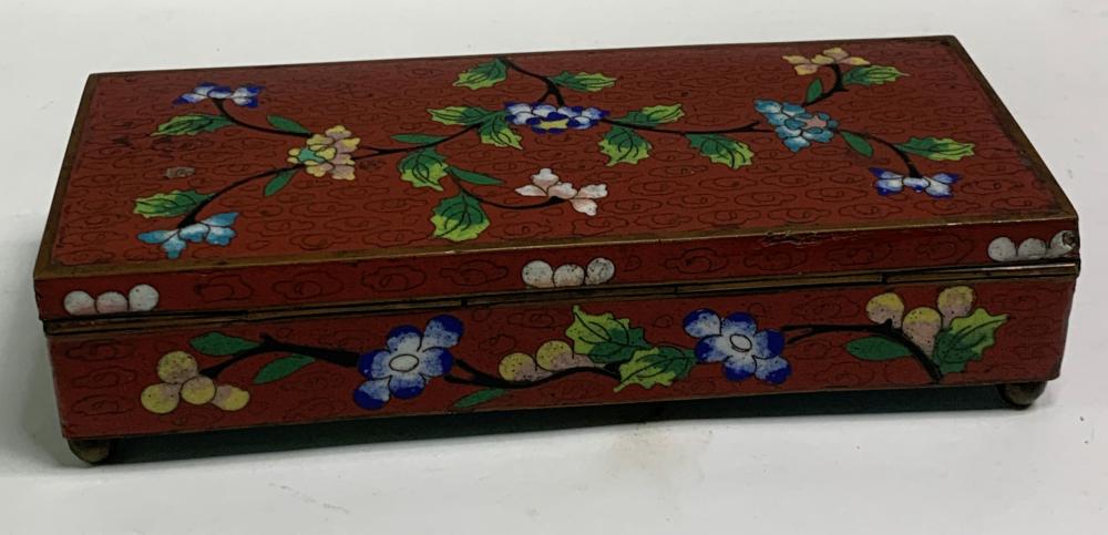 Chinese Floral Cloisonne Hinged Lid Box