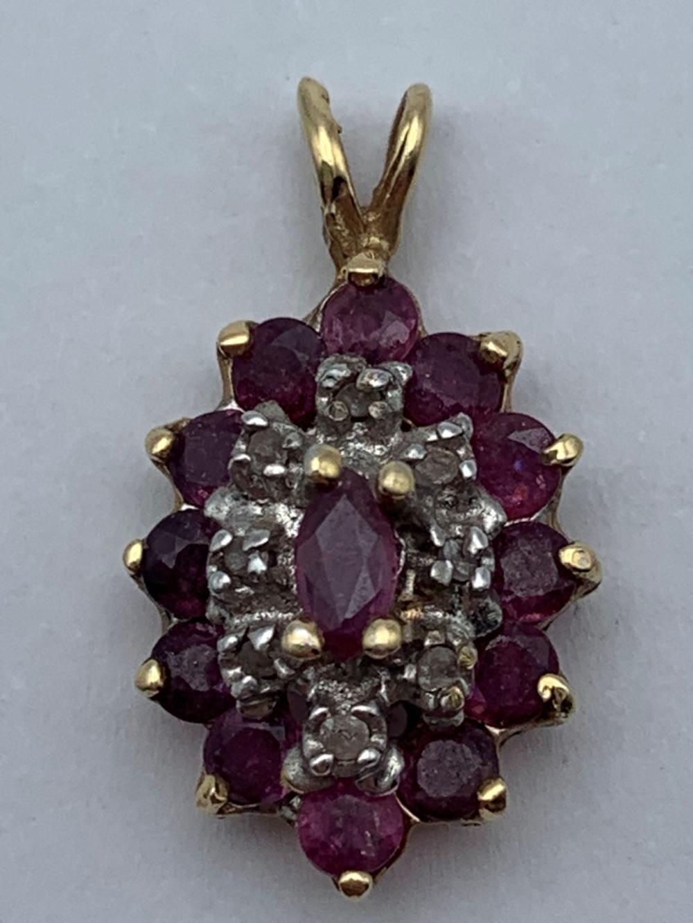 14k Gold, Diamond & Ruby Pendant