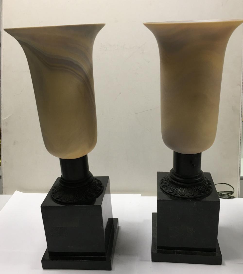 Pair Of Maitland Smith Satin Glass Lamps