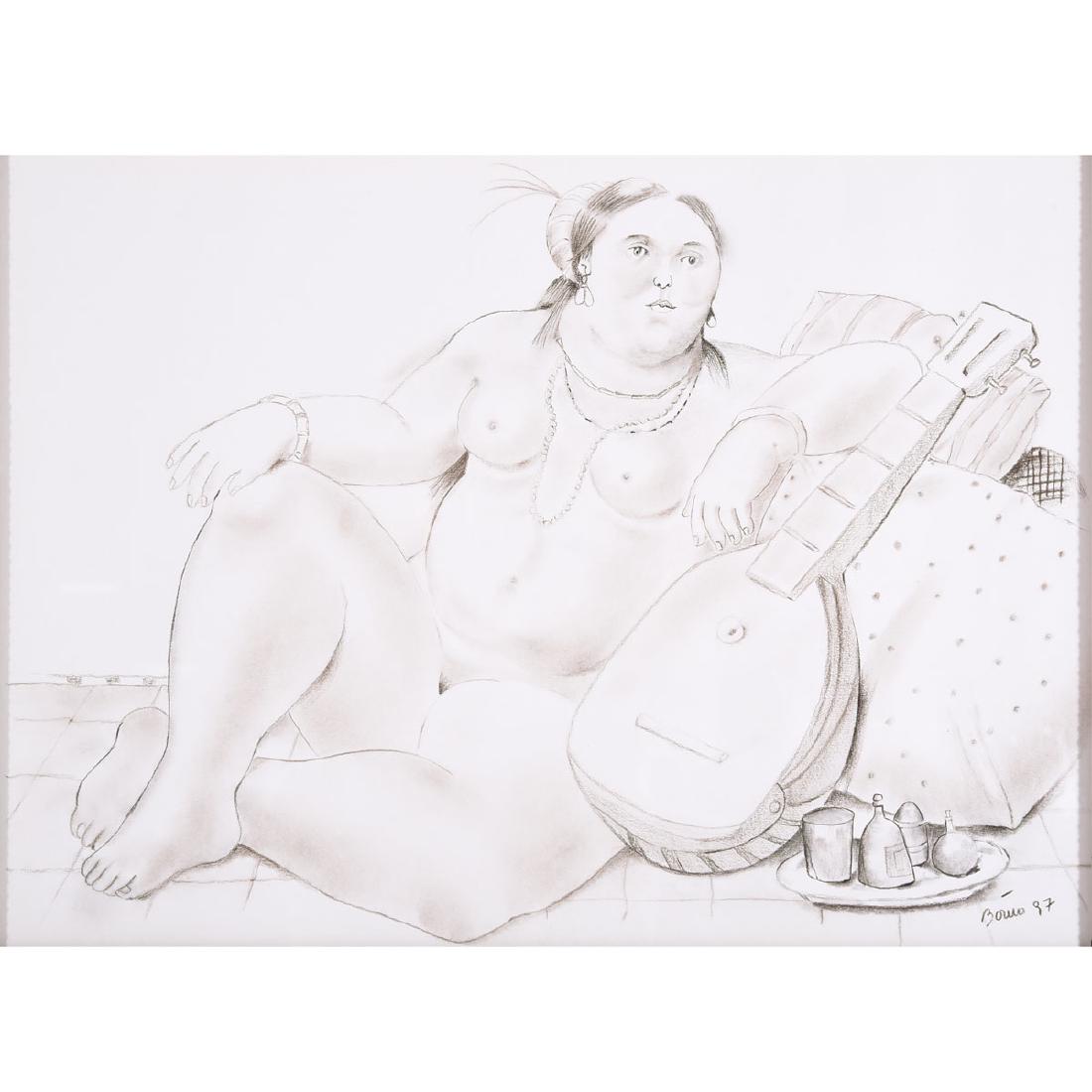 Attributed to Botero Girl graphite drawing