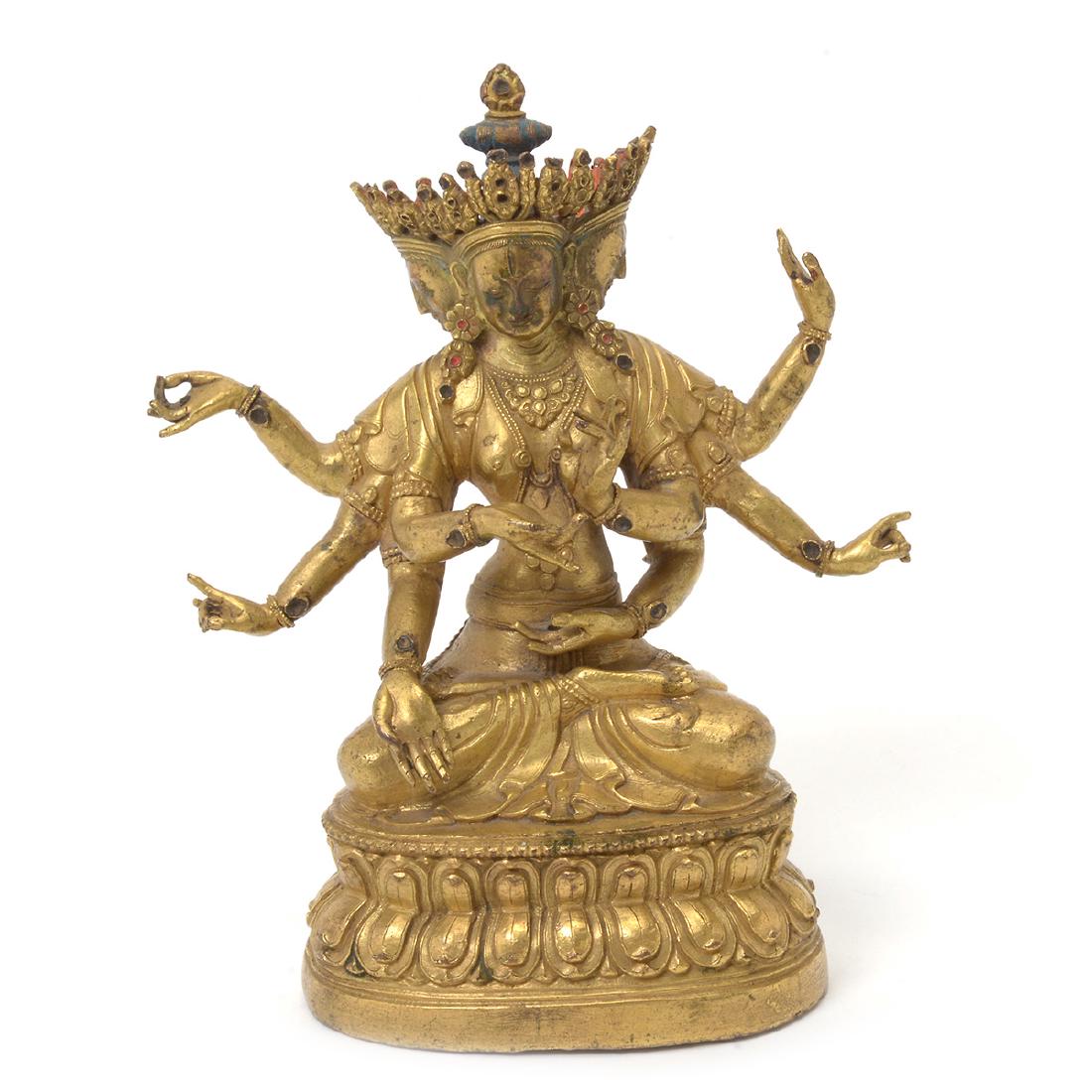 Tibetan Gilt Bronze Buddhist Figure, 17th Century