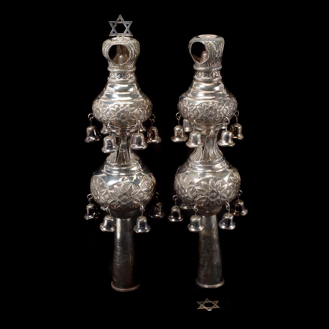 Two English Judaic Torah Finials