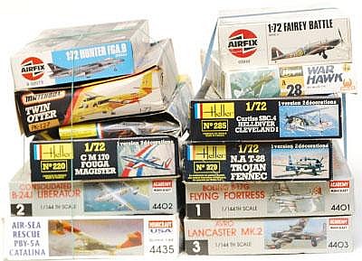 Airfix, Matchbox and Heller kit models aeroplanes,