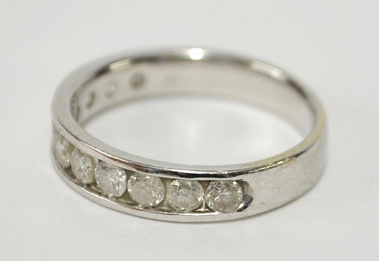 9ct white gold half band eternity ring set with