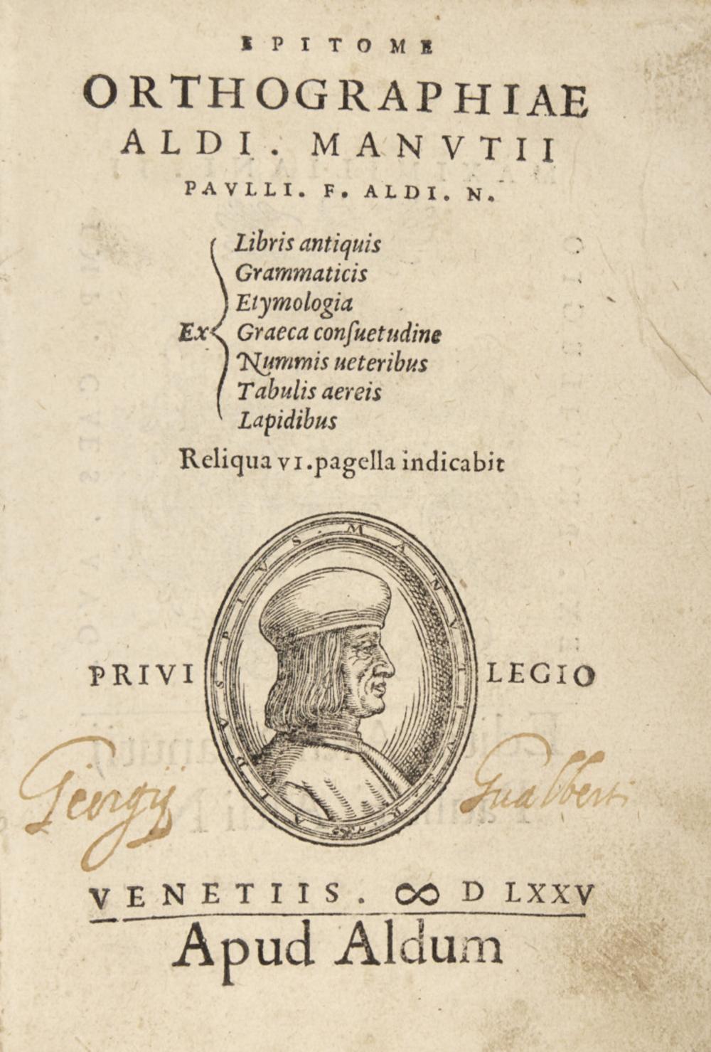 Manuzio, Aldo Epitome orthographiae.