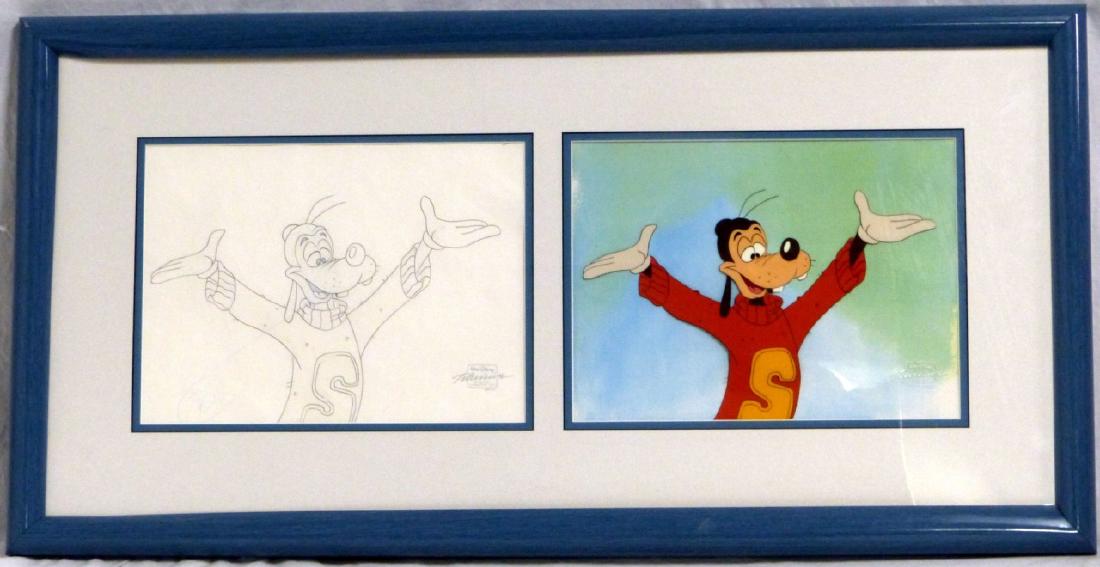 Disney goofy 'goof troop' production cel & drawing