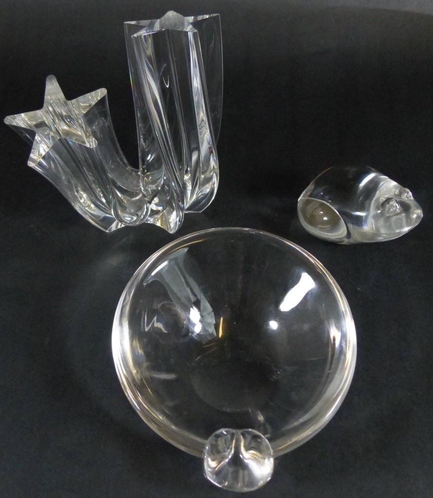 3 pc STEUBEN CLEAR CRYSTAL MISC LOT