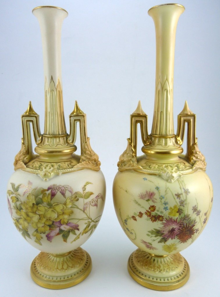 Pair royal worcester porcelain bud vases 1406
