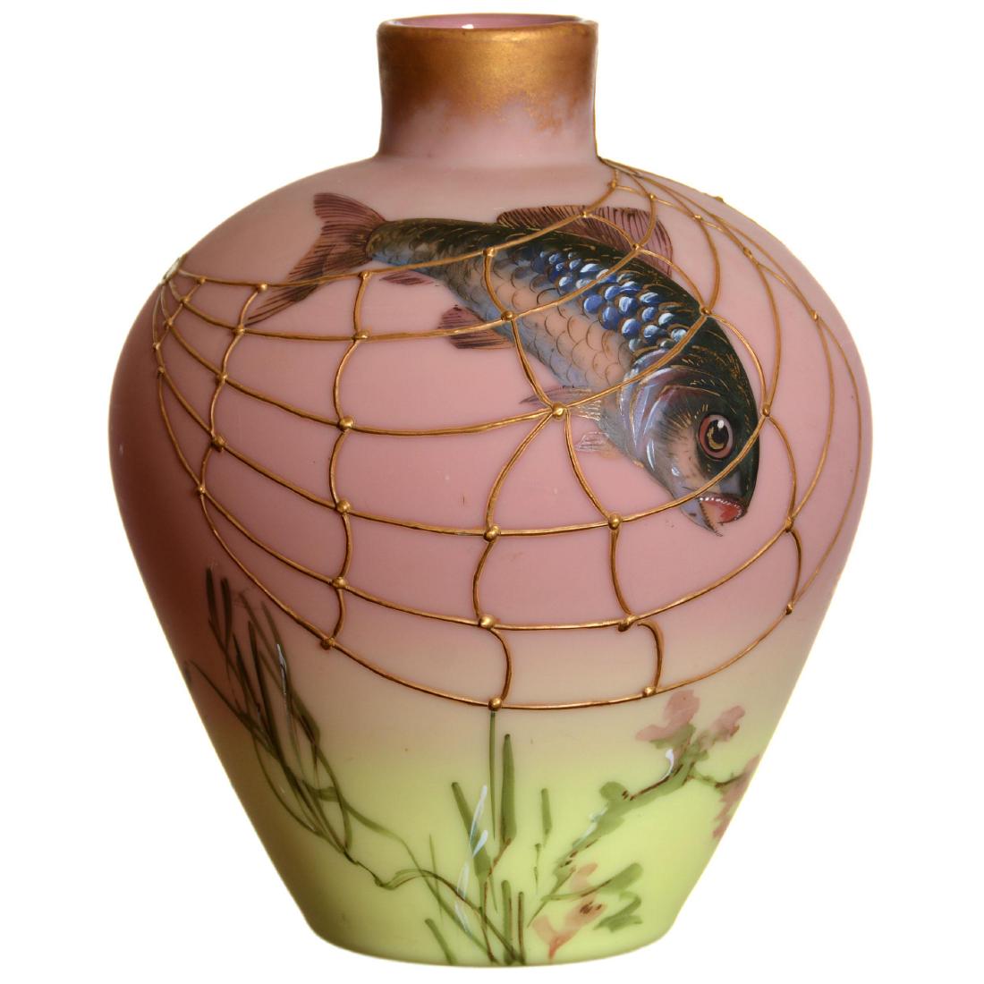 Mt. Washington Decorated Burmese Art Glass Vase