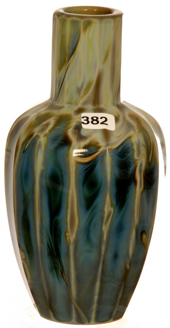 Rare 8" lithyalin bohemian art glass vase