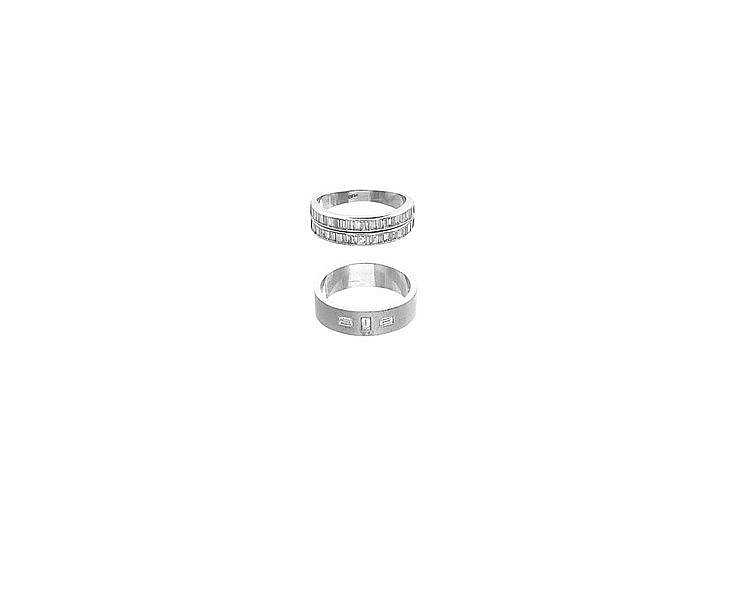 TWO DIAMOND BAND RINGS a half eternity ring channel-set...