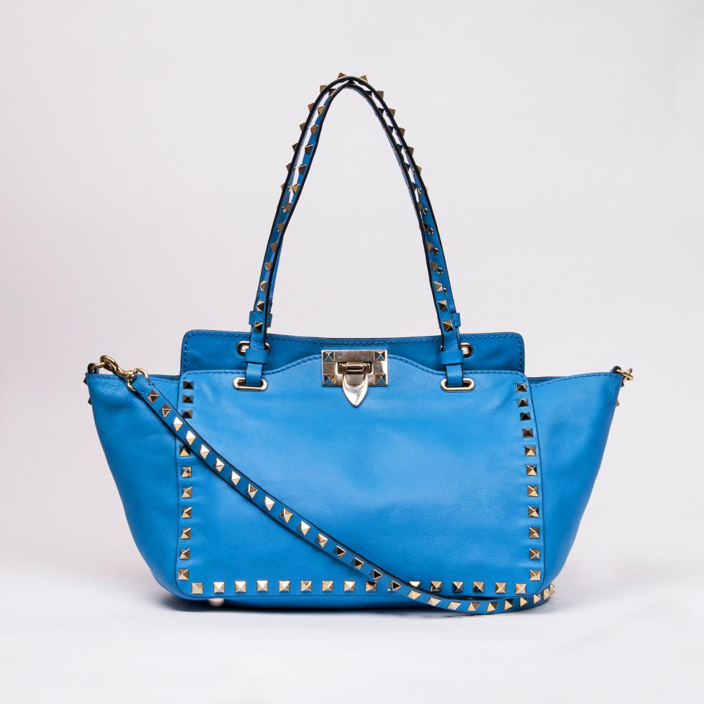 Valentino Garavani A Rockstud Tote Bag Turquoise.