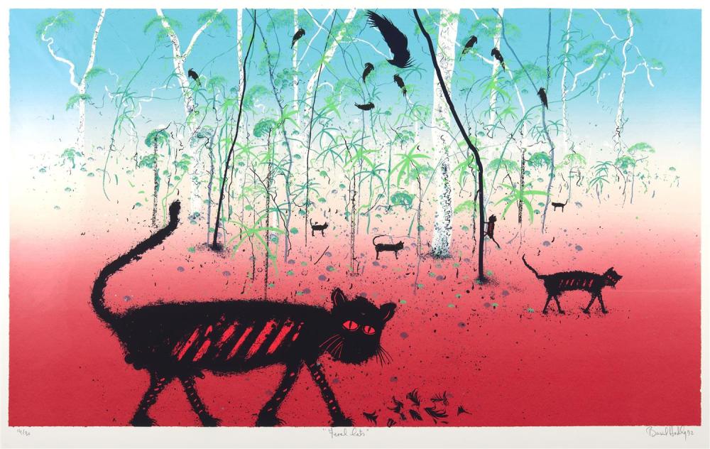 BASIL HADLEY (1940-2006) Feral Cats 1992 screenprint 14/30