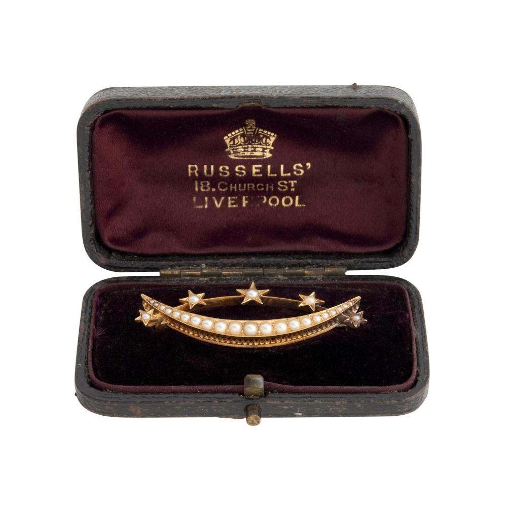 20CT GOLD AND SEED PEARL BROOCH, CIRCA 1890