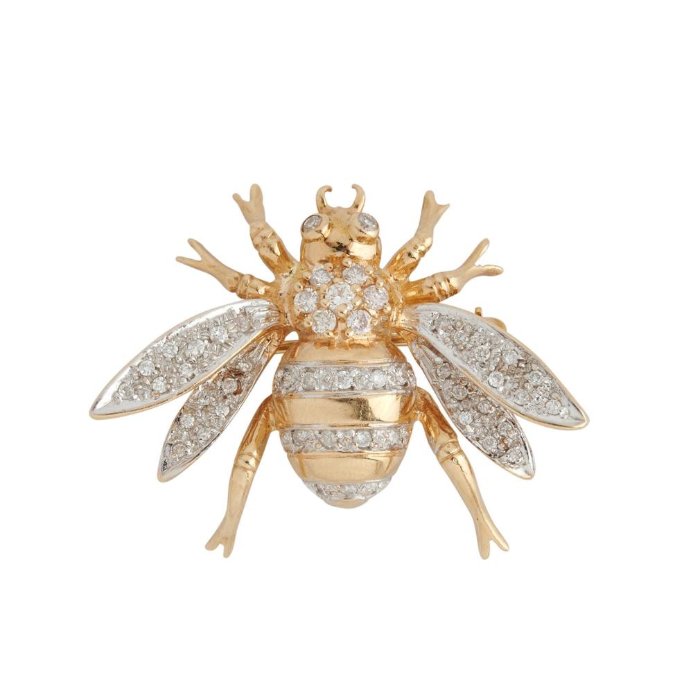 14CT GOLD AND DIAMOND BROOCH/PENDANT