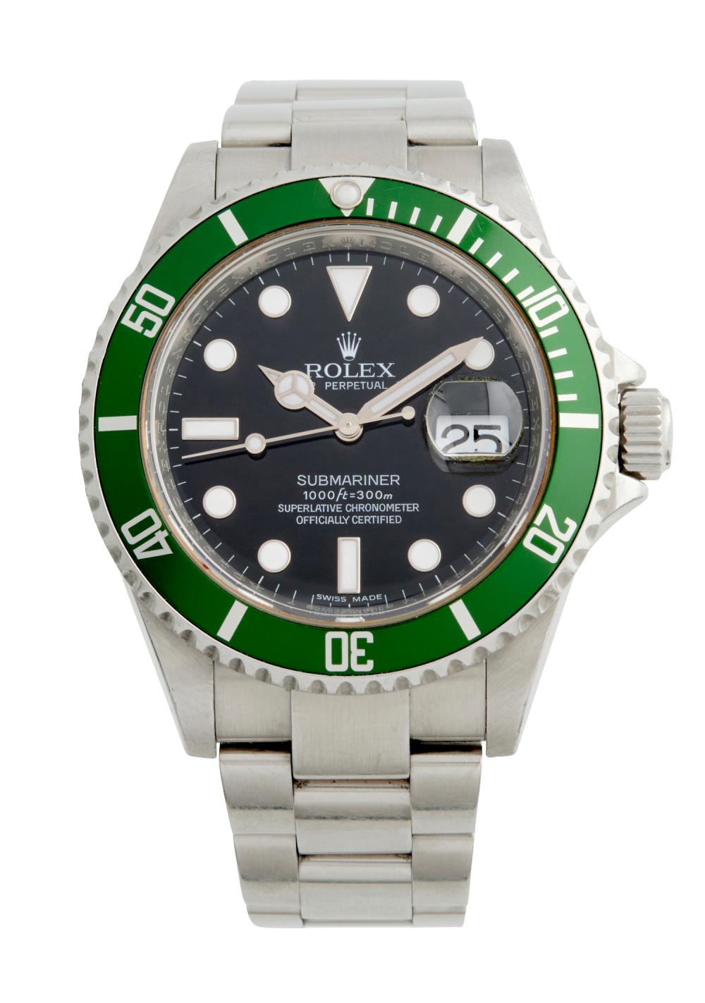 ROLEX SUBMARINER 'KERMIT' REF 16610T A STAINLESS STEEL...
