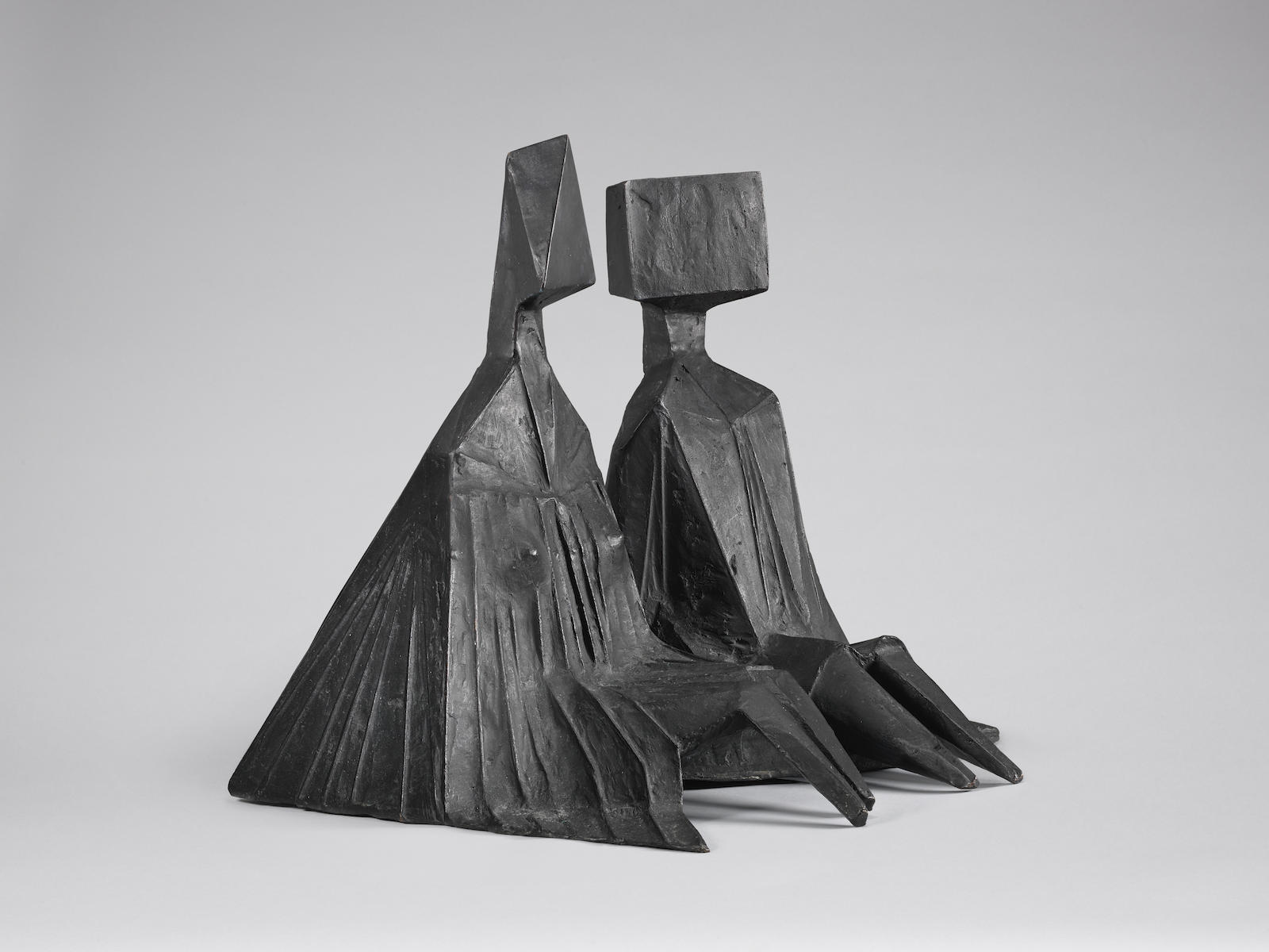 Lynn Chadwickk, Bronze, Pair of Sitting Figures (1973)