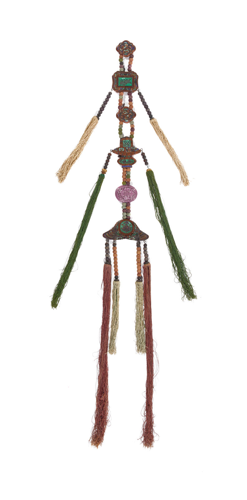 A carved beaded decorative hanging Late Qing/Republic period