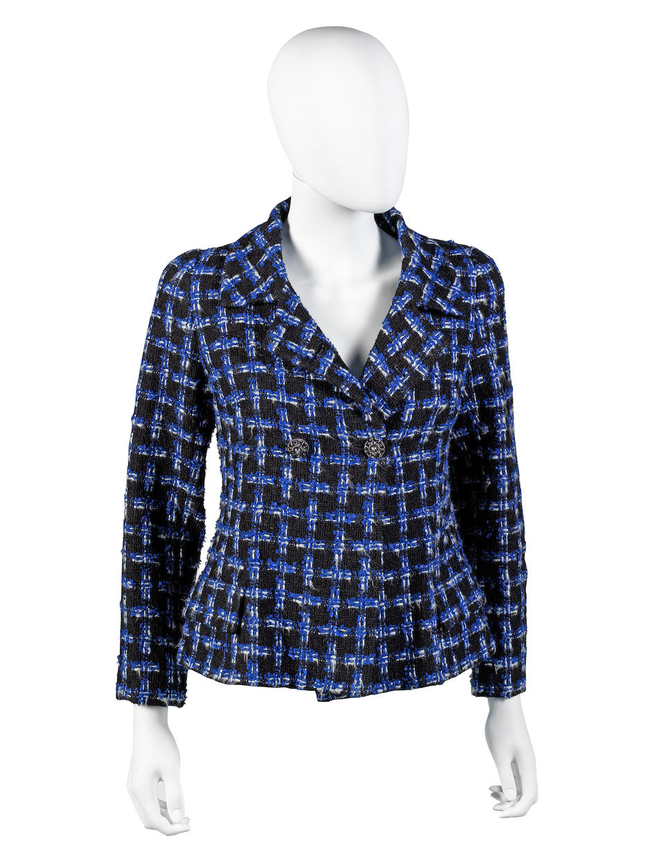 Royal Blue and Black Tweed Jacket, Chanel, 2010s,