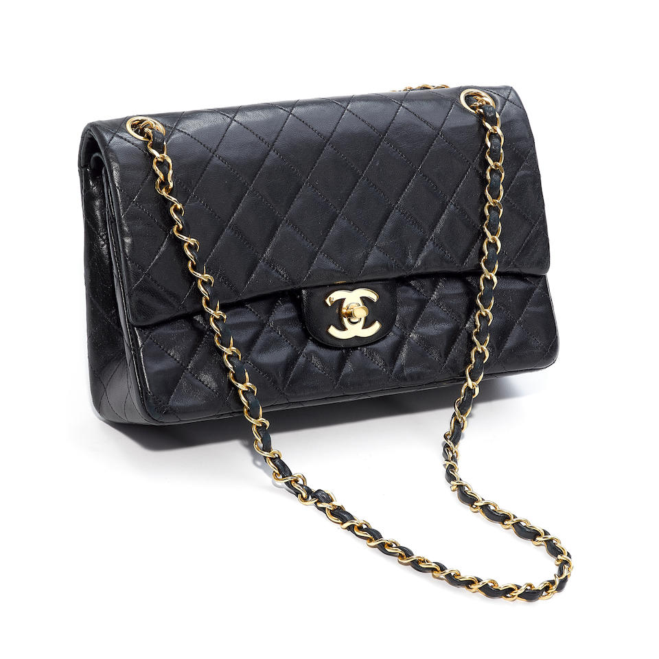 A Chanel Classic Flap Black Quilted Leather Bag