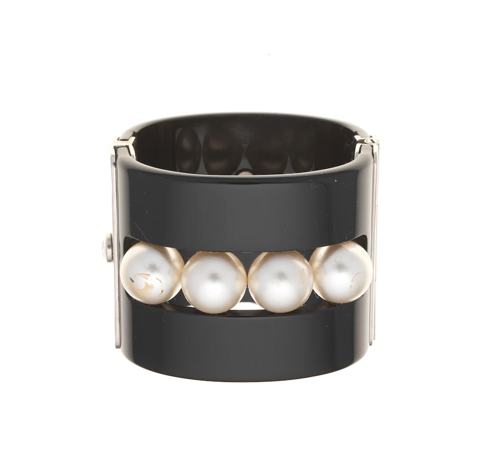 Pearl and CC Cuff Bracelet, Chanel, c. 2015, (Includes box)