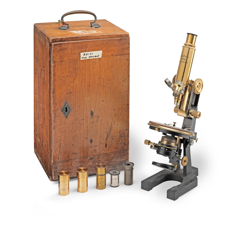 A Carl Zeiss "Jug Handle" Compound Monocular Microscope