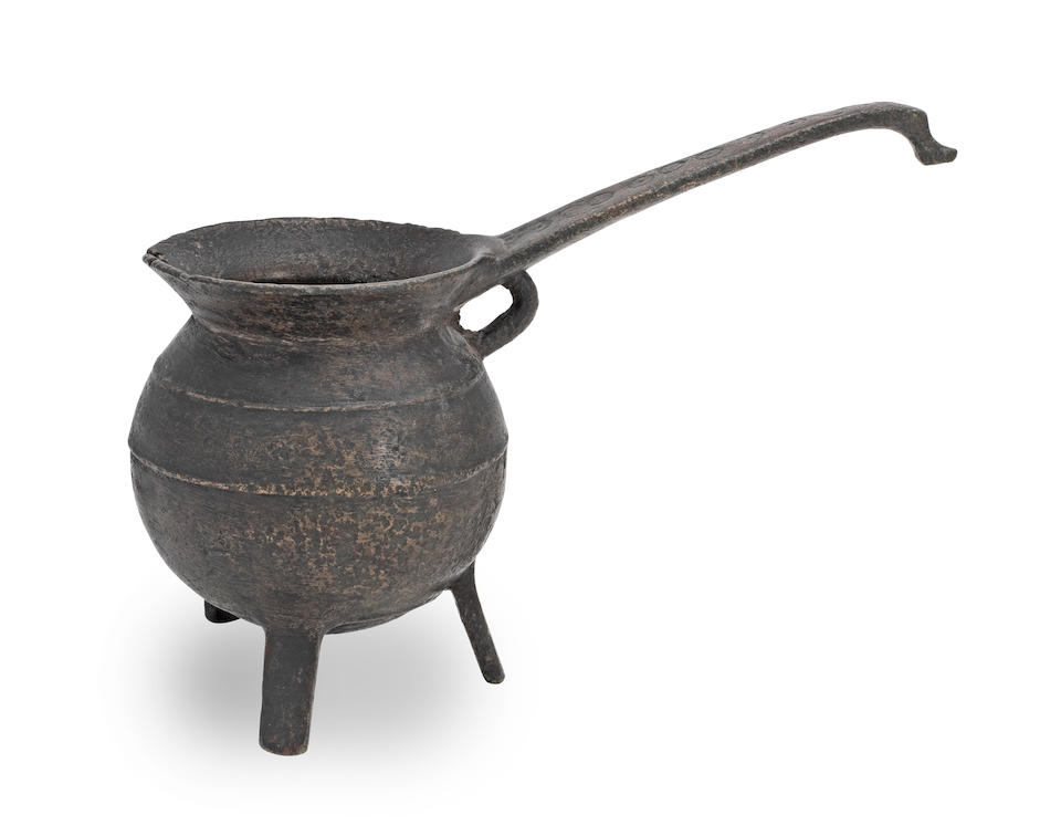 An exceptionally rare 13th or 14th century leaded bronze posnet, English