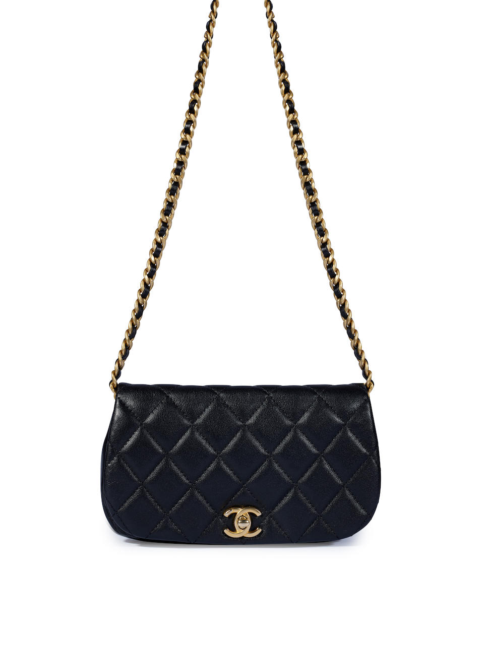 CHANEL: BLACK QUILTED LAMBSKIN MINI FLAP CROSS BODY BAG...