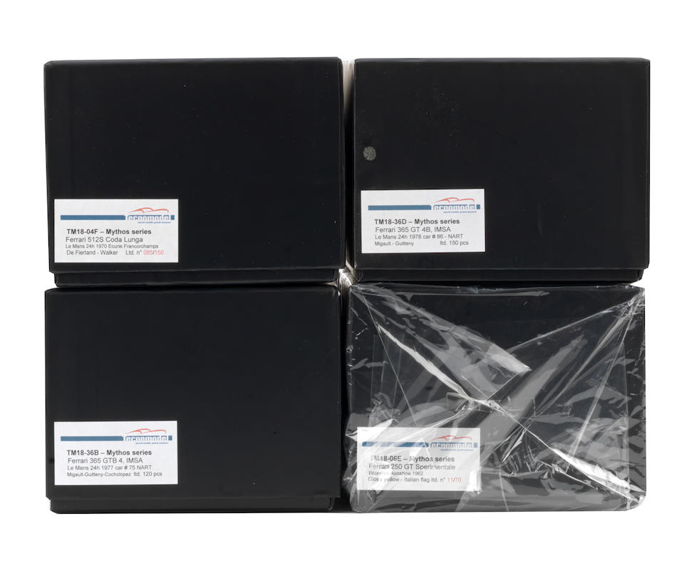 Four boxed 1:18 scale limited edition Ferrari die-cast models by Tecnomodels