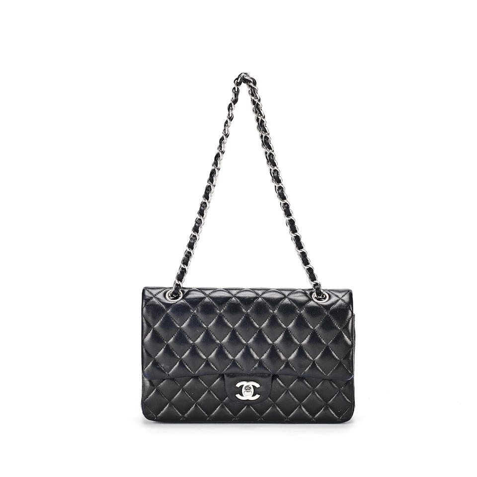 Chanel: a Black Lambskin Medium Classic Double Flap Bag...