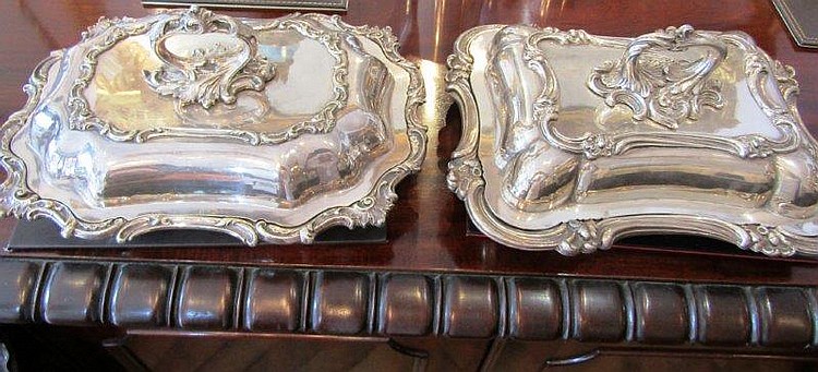 Two Victorian Shaped Form Silver Plate Serving Dishes...