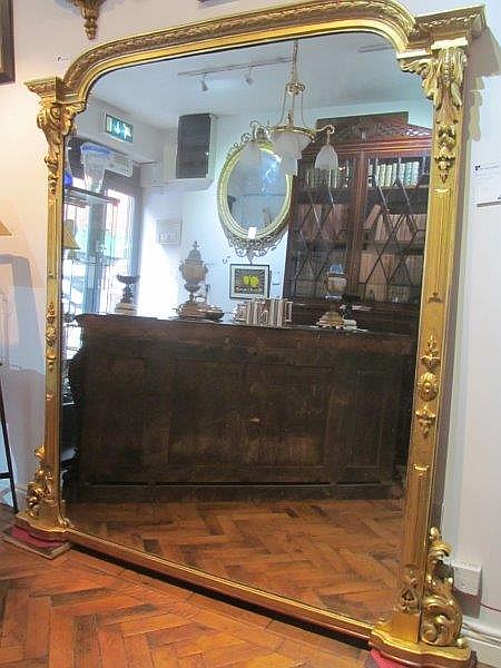 Mid Victorian Arch Top Gilded Overmantle Mirror with...